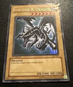 Yugioh Red-Eyes Black Dragon SDJ-001 1st Edition Holo Rare Yu-Gi-Oh! HP - Image 4
