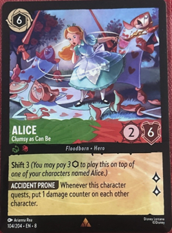 Disney Lorcana TCG Reign of Jafar - Alice Clumsy as Can Be 104/204 - Image 1