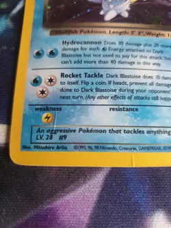 Pokemon TCG Team Rocket Dark Blastoise Holo Card 3/82 WOTC Rare 1999-2000 - Image 2