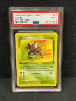 1999 POKEMON JUNGLE 1ST EDITION RARE #25 PINSIR PSA MINT 9 SET BREAK - Image 1