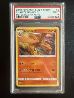 PSA 9 Mint Charizard 5/18 Detective Pikachu Graded Pokemon Card Holo Rare TCG - Image 1