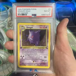 1999 Pokemon TCG Gengar Fossil Holo Card 5/62 1st Edition Psa 8 - Image 1