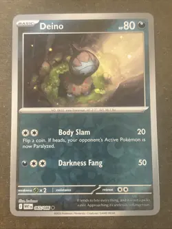 Deino 065/086 Common Reverse Holo Card SV: White Flare Pokemon TCG NM - Image 1