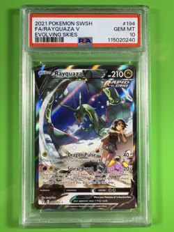 Pokemon Rayquaza V Full Art Holo Card 194/203 Evolving Skies Ultra Rare PSA 10 - Image 1