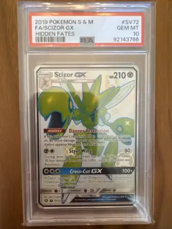 Scizor GX SV72/SV94 Hidden Fates: Shiny Vault Holo PSA 10 Pokemon - Image 1