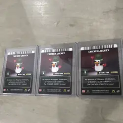 Minecraft Dungeons Arcade Legendary Gold Foil Pet Card Lot Chicken Jockey x3 - Image 2