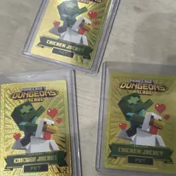 Minecraft Dungeons Arcade Legendary Gold Foil Pet Card Lot Chicken Jockey x3 - Image 3