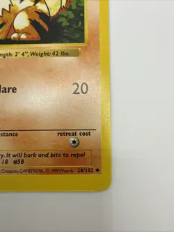 Growlithe 28/102 Base Set 1st Edition Regular Rare Vintage Pokemon Card - Image 5