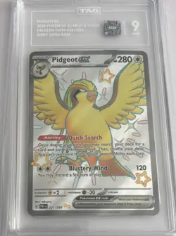 Pokemon TCG - PIDGEOT ex - #221/091 - Paldean Fates Ultra Rare Full Art | TAG 9 - Image 3