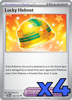 4x Lucky Helmet 158/167 Sv06: Twilight Masquerade PLAYSET x4 - Pokemon TCG - NM - Image 1