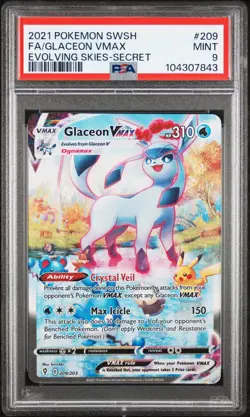 Pokemon Glaceon VMAX Alt Art Evolving Skies 209/203 PSA 9 Mint TCG - Image 1