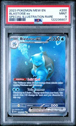Blastoise Ex 2023 Pokemon Mew En-151 #200/165 Illustration Rare PSA 9 A - Image 1