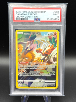 2023 Pokemon SWSH BSP Galarian Zapdos Crown Zenith Tin Black Star Promo PSA 9 - Image 1