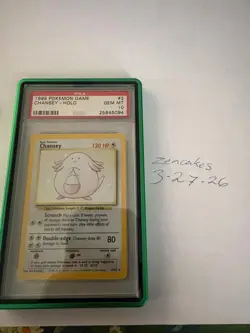 Pokemon Chansey Base Set Unlimited Holo Rare #3 PSA 10 Gem Mint - Image 1