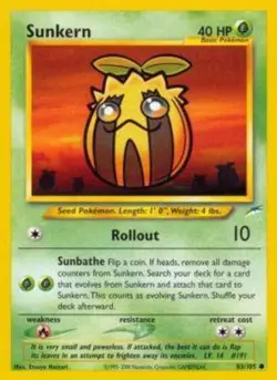 Pokemon - Sunkern - 83/105 - Common - Unlimited Edition - Neo Destiny - NM - Image 1