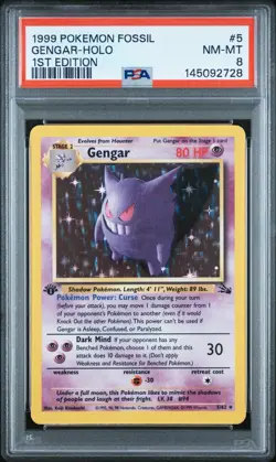 1999 Pokemon Fossil Gengar Holo 1st Edition PSA 8 - Image 1