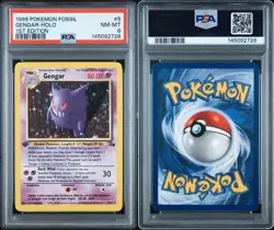 1999 Pokemon Fossil Gengar Holo 1st Edition PSA 8 - Image 3