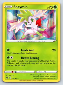Pokemon SWSH04: Vivid Voltage Shaymin Holo Rare SWSH04 Holo 015/185 NM - Image 1