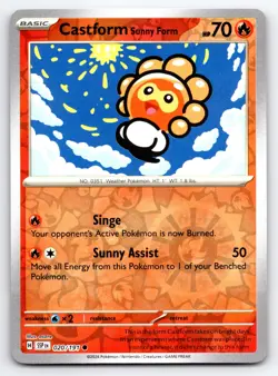 Pokemon Castform Sunny Form SV08: Surging Sparks SSP Reverse Holofoil 020/191 NM - Image 1