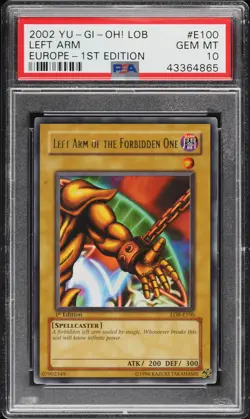 2002 Yugioh LOB-100 EUROPE 1ST ED LEFT ARM OF THE FORBIDDEN ONE LOB-E100 PSA 10 - Image 1