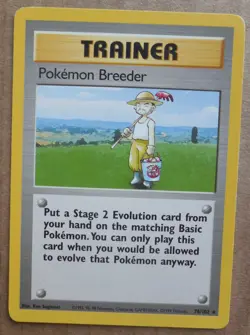 Pokemon Breeder 76/102 Rare Base Set Pokemon Trainer Card NM/LP - Image 1