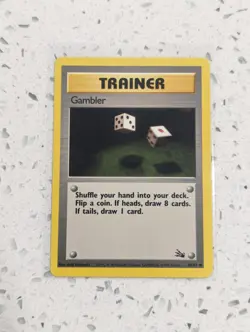 Gambler - #60/62 - Fossil Set - 1999 WOTC Pokemon Trainer Card Uncommon - LP+/NM - Image 1