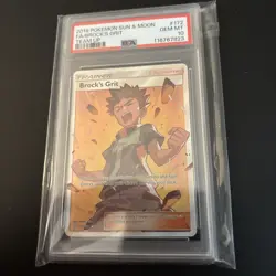 2019 POKEMON SUN & MOON TEAM UP #172 FULL ART/BROCK'S GRIT PSA 10 - Image 3