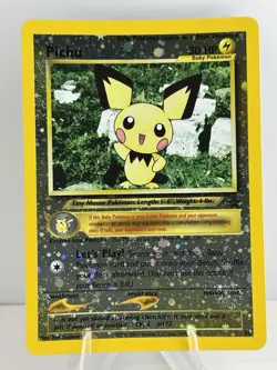 2001 Pokemon Black Star Promo #35 Pichu reverse foil holo NM with ** SWIRL - Image 1