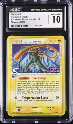 CGC 10 GEM MINT Deoxys EX Holon Phantoms 6/110 Reverse Holo Stamped Pokemon Card - Image 1