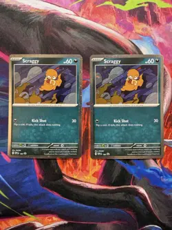 Pokemon TCG Scraggy Black Star Promo SVP186 Cosmos Holo Card Lot Of 2 - Image 1