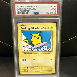 2016 Pokemon XY Evolutions Surfing Pikachu Card #111 PSA 9 - Image 1