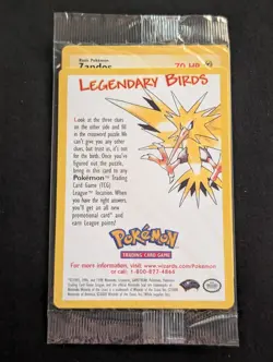 ZAPDOS 23 LEGENDARY BIRDS MOVIE 2000 PROMO WOTC POKEMON (SEALED) - Image 1