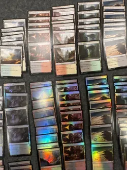 Magic the Gathering Foundations 200+card Land Lot Over 100 Foils! - Image 5