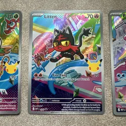 Pokemon First Partner Illustration Collection Series 1 Alolan GEN 7 Starters NM - Image 3