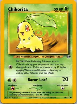 Pokemon TCG Chikorita 54/111 Neo Genesis NM - Image 1