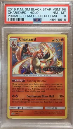 Pokemon Sun & Moon Team Up Charizard SM158 Holo Promo Prerelease PSA 8 - Image 1