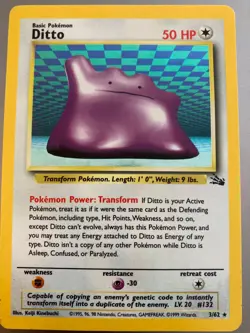 Ditto 3/62 Pokemon card holo shiny fossil - Image 1