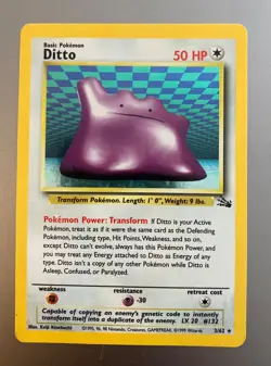 Ditto 3/62 Pokemon card holo shiny fossil - Image 2
