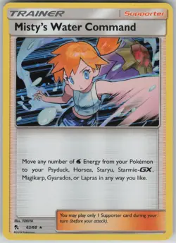 LP Misty's Water Command 63/68 Holo Rare Hidden Fates Pokemon Holo 2019 - Image 1