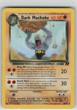MP Dark Machoke 40/82 Uncommon Team Rocket Pokemon Unlimited 2000 - Image 1
