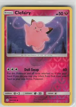 LP Clefairy 144/236 Reverse Holo Uncommon Cosmic Eclipse Pokemon 2019 - Image 1