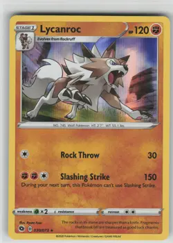 NM Lycanroc 030/073 Holo Rare Champion's Path Pokemon 2020 - Image 1