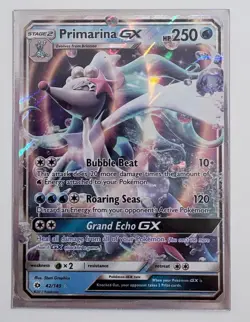 Primarina GX 42/149 Ultra Rare Sun & Moon Base Pokemon Card TCG - Image 1