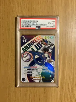 2025 One Piece Monkey D. Luffy Dodgers Promo PSA 10 GEM MINT #010 - Image 1