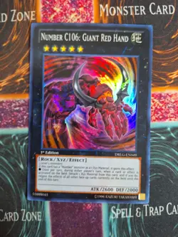 Yu-Gi-Oh! Number C106: Giant Red Hand DRLG-EN049 Super Rare 1st Edition NM b2/ - Image 1