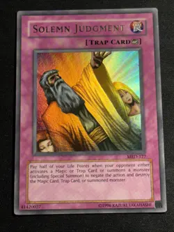 Solemn Judgment Yu-Gi-Oh Card MRD-127 Vintage Unlimited Ultra Rare Near Mint NM - Image 1