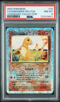 Pokemon TCG Charmander Legendary Collection 2002 Reverse Holo Card 70/110 PSA 8 - Image 1