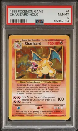 Pokemon 1999 Charizard Base Set Holo Rare 4/102 PSA 8 - Image 1