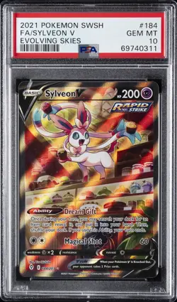 2021 POKEMON SWORD & SHIELD EVOLVING SKIES #184 FULL ART/SYLVEON V PSA 10 - Image 1