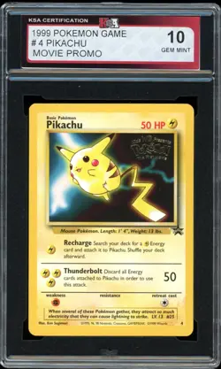 1999 Pokemon Game #4 Pikachu Movie Promo KSA 10 Gem Mint - Image 1